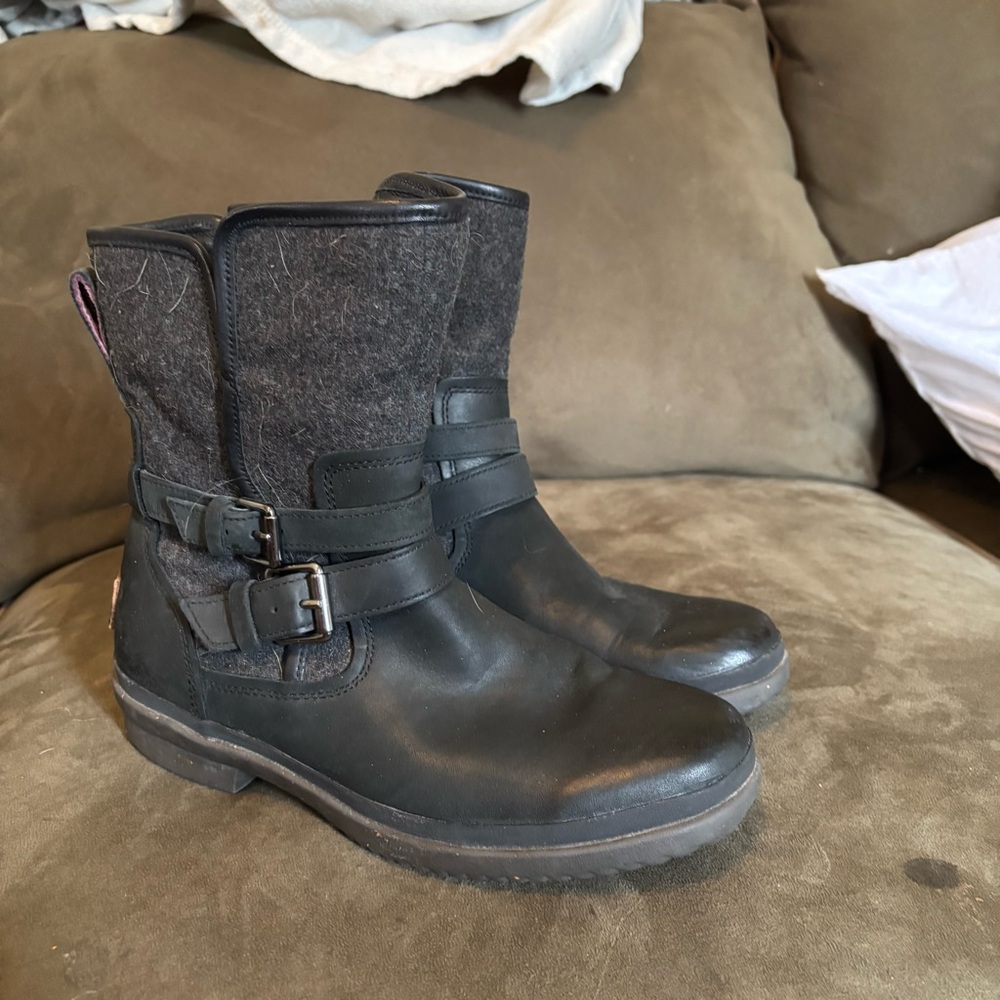 Black and Gray Buckle Uggs